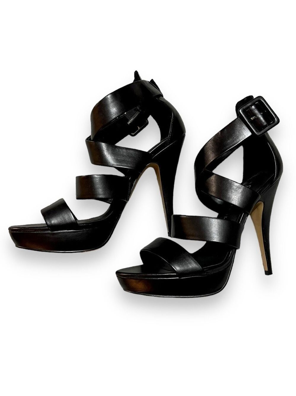 Rock & Republic Black Stiletto 5” Heel Sandals Criss Cross Ankle Strap Size 10M - Picture 7 of 9